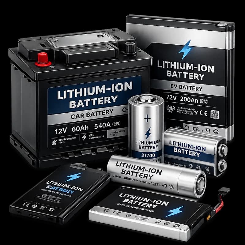 Lithium-ion batteries (phones, laptops, EVs)